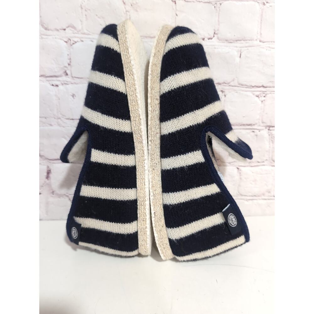 ARMOR-LUX Wool Slippers 38 US 7-8 Womens Natural Navy Stripe Indoor Outdoor - Picture 3 of 10